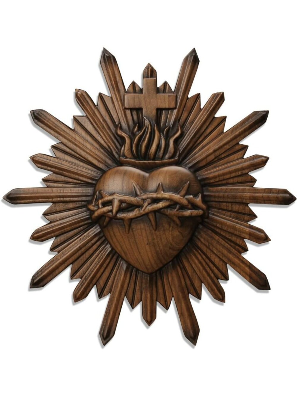 Hand-Carved Sacred Heart Wooden Wall Decor | Religious Art, Catholic Home